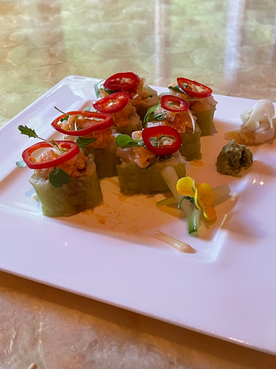 Mizumi signature dishes Scallop Tataki Roll
Crispy Shrimp Roll
Robata Platter Chicken